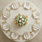 Luxury Boucle Round Tablecloth Beige birdsee view on a round table