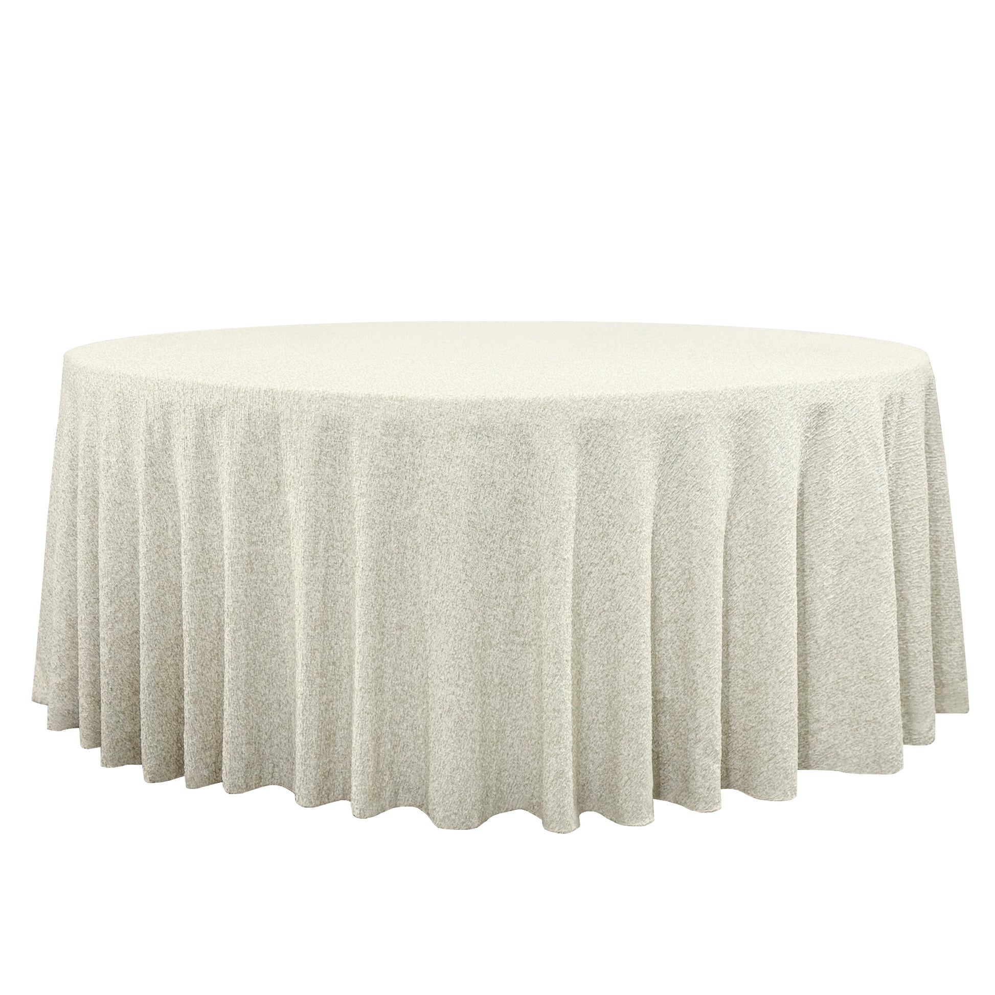 Luxury Boucle Round Tablecloth Beige full view