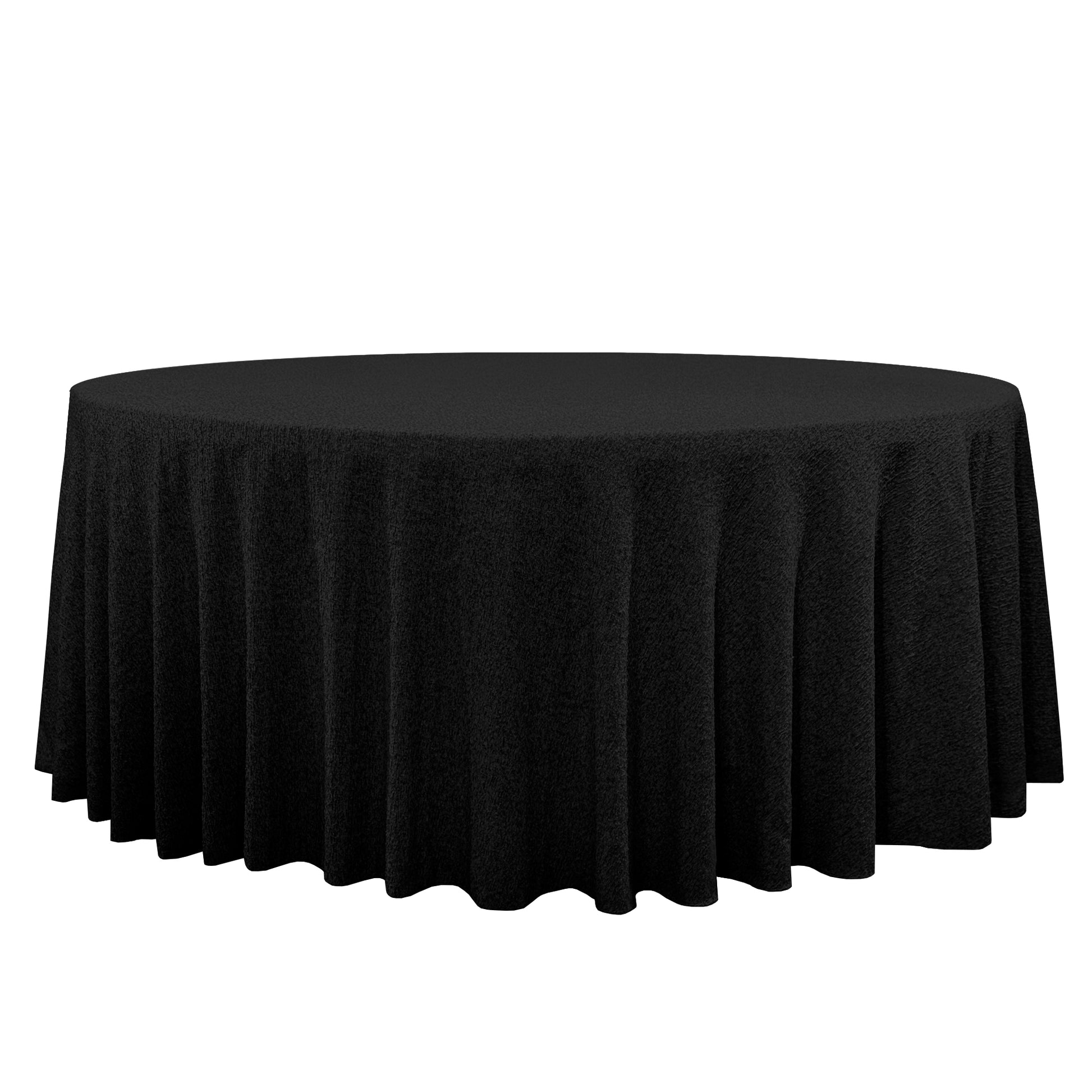 Luxury Boucle Round Tablecloth Black full view