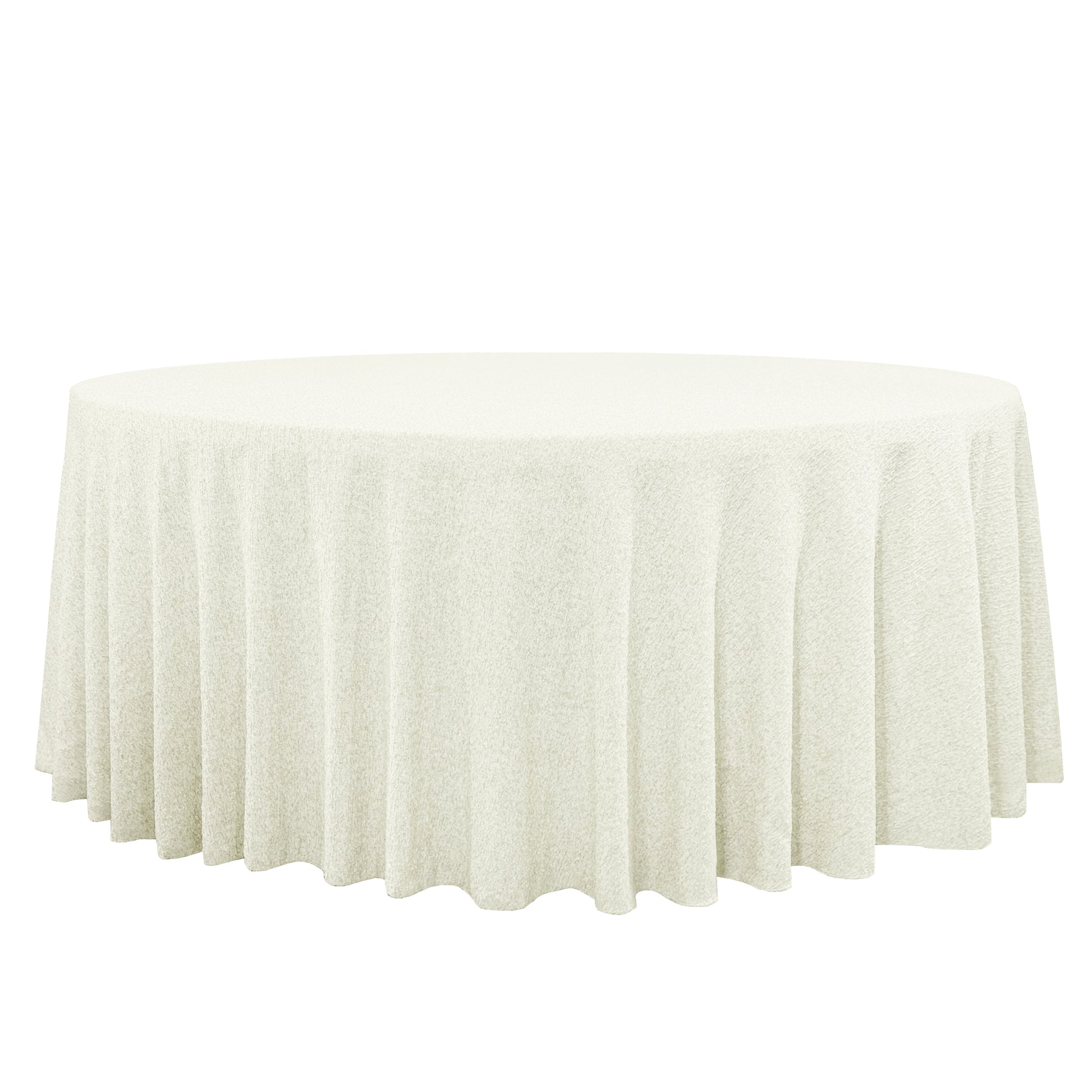 Luxury Boucle Round Tablecloth Ivory full view
