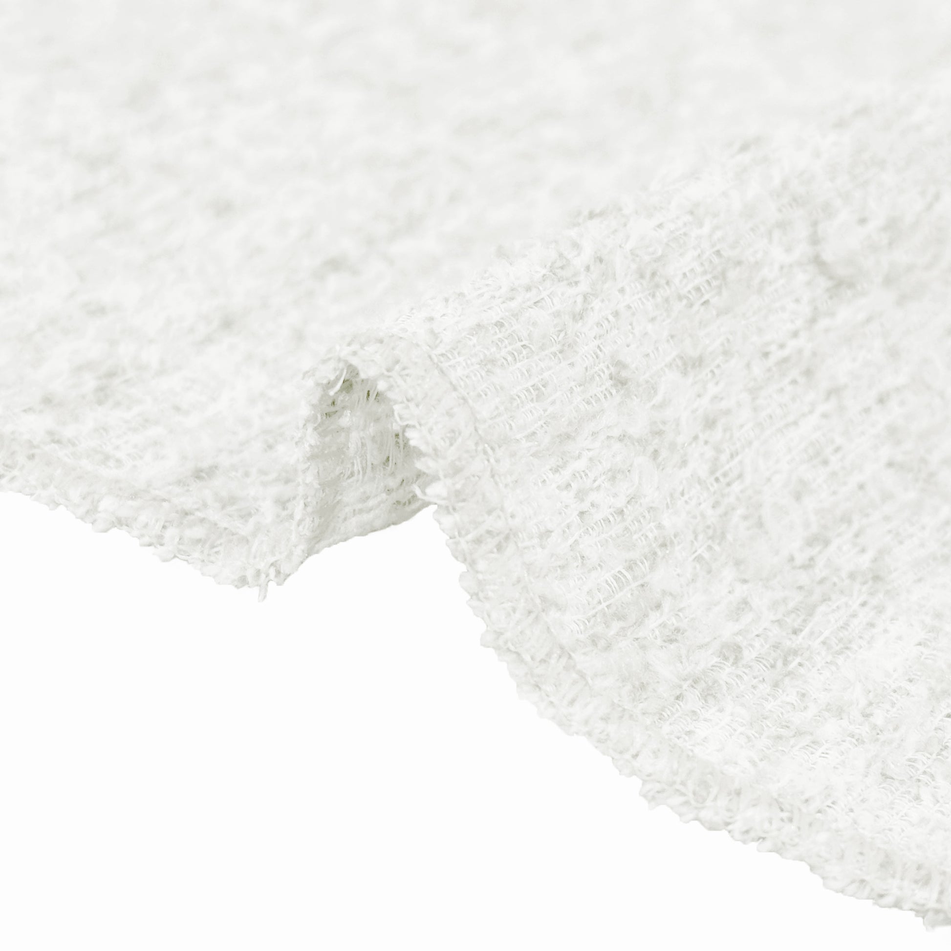 Luxury Boucle Round Tablecloth White 
serged edge finish