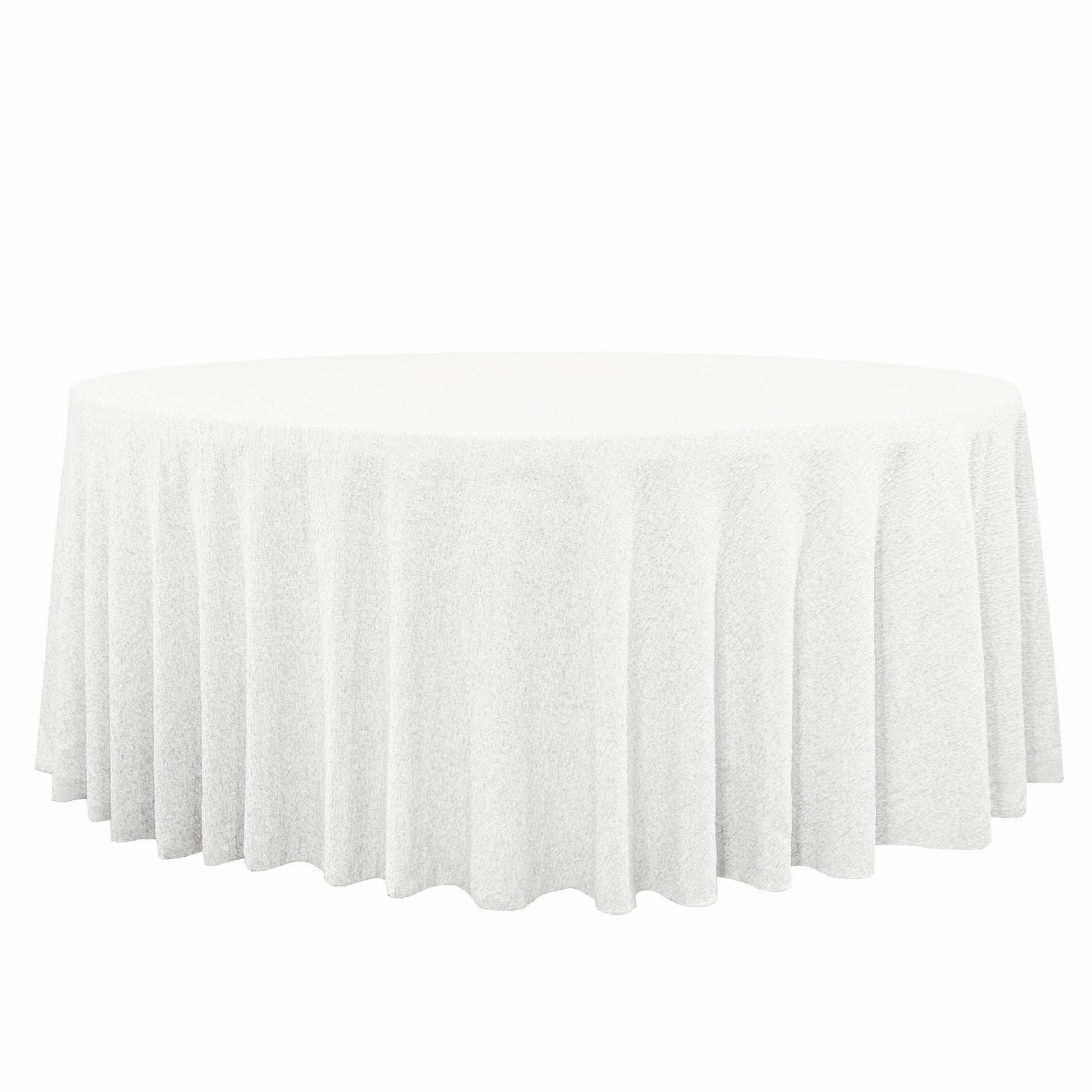 Luxury Boucle Round Tablecloth White 
