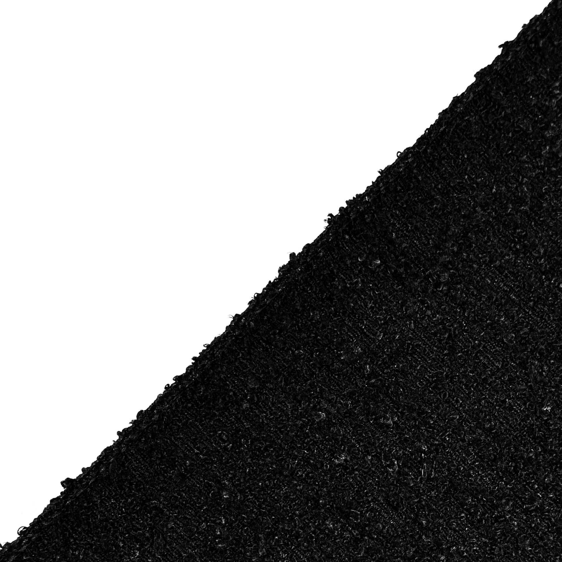 Luxury Boucle Table Runner Black serged edge finish close up
