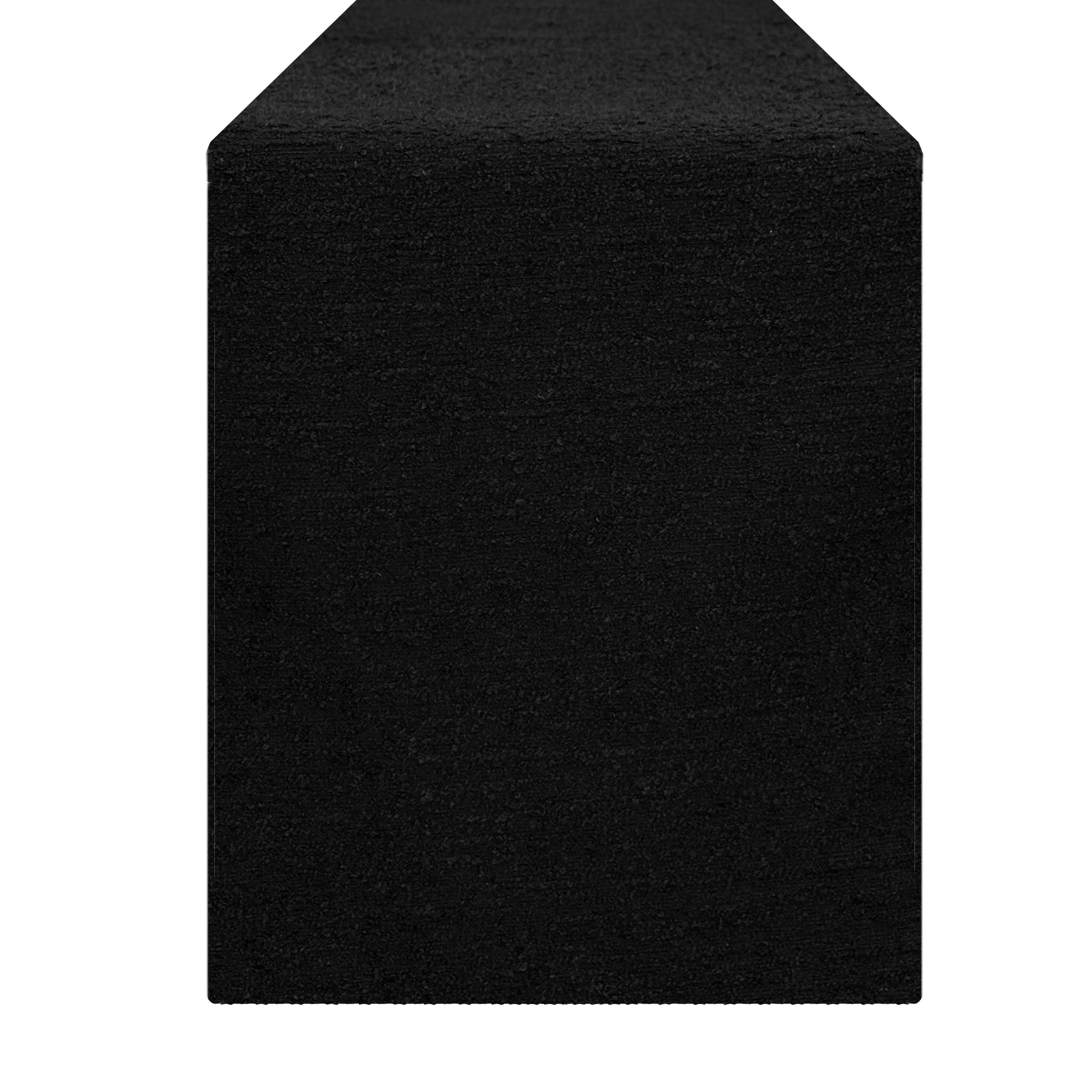 Luxury Boucle Table Runner Black end view
