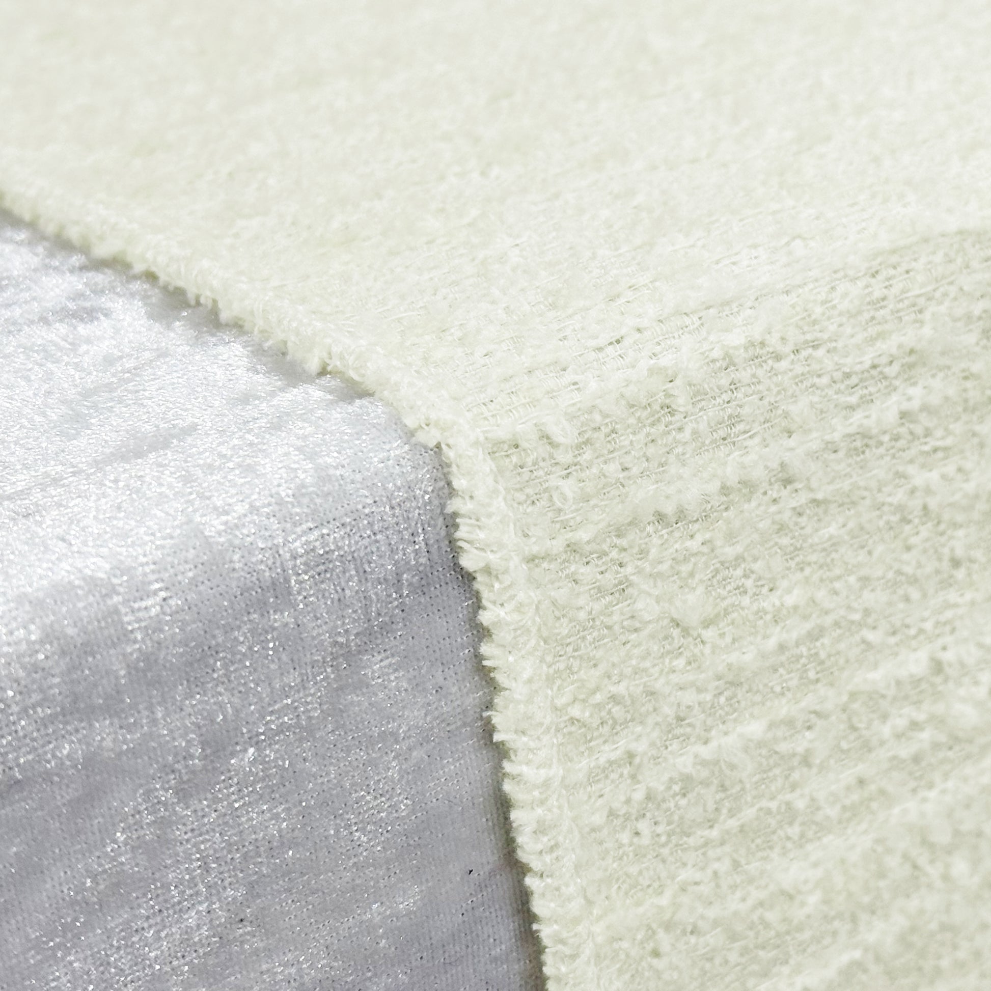 Luxury Boucle Table Runner Ivory edge close up