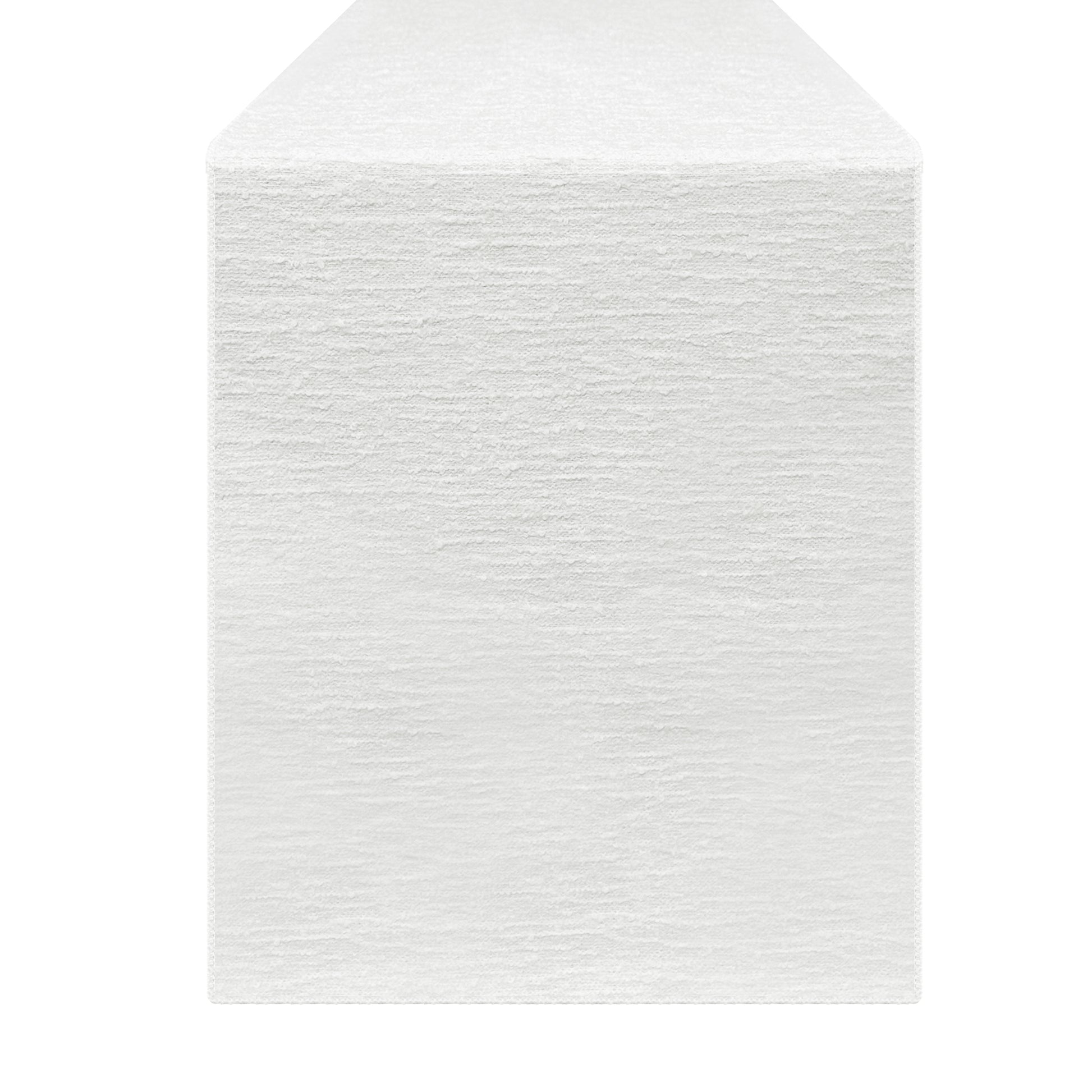 Luxury Boucle Table Runner White end view
