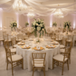 wedding reception indoor with Marble Reversible Jacquard Tablecloth 120" Round  - Gold
