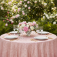 Mermaid Scale Sequin 120" Round Tablecloth - Blush/Rose Gold