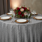 Mermaid Scale Sequin 132" Round Tablecloth - Silver | charger plate | dinner plate | wine goblet |