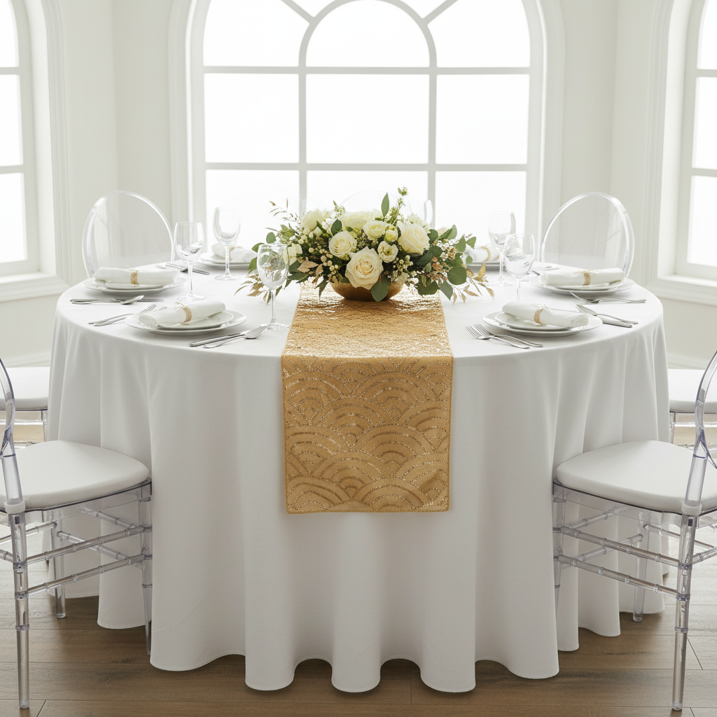 Mermaid Scale Sequin Table Runner - Gold
