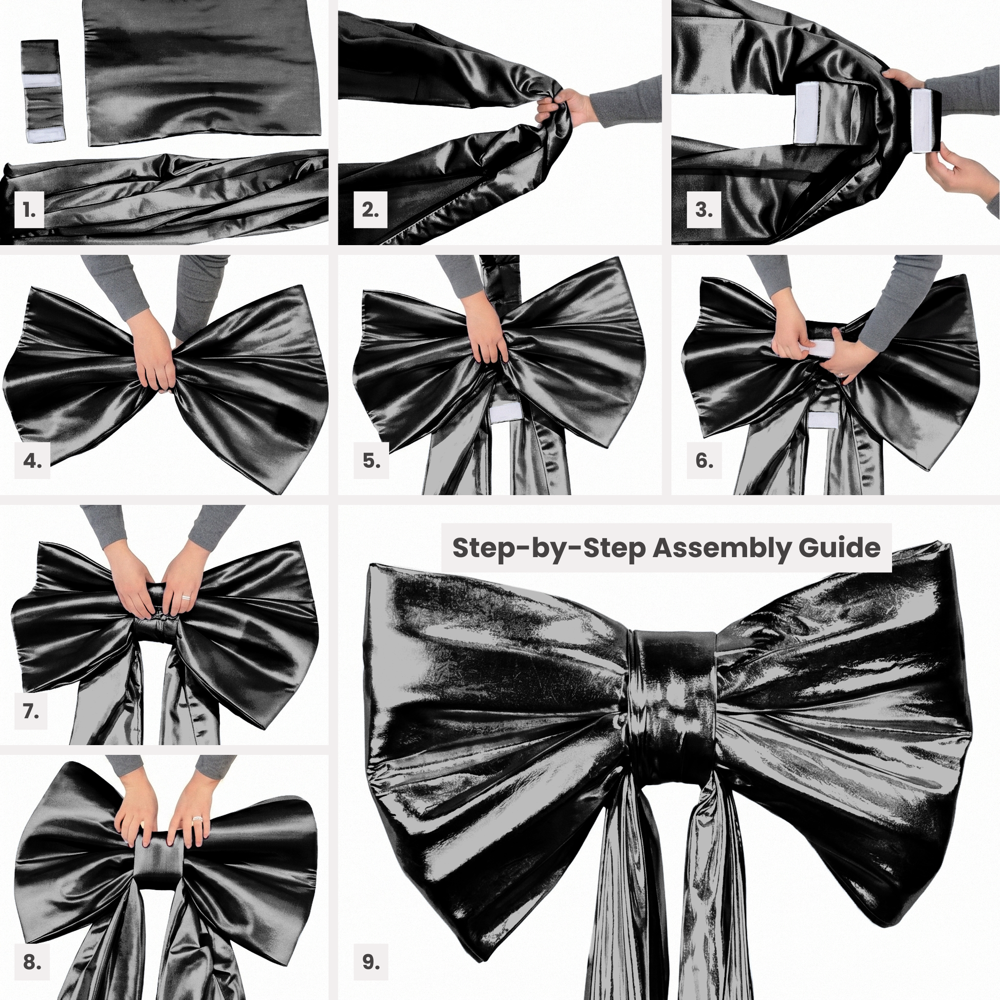 Giant Bow for Backdrop Metallic Black assembly steps