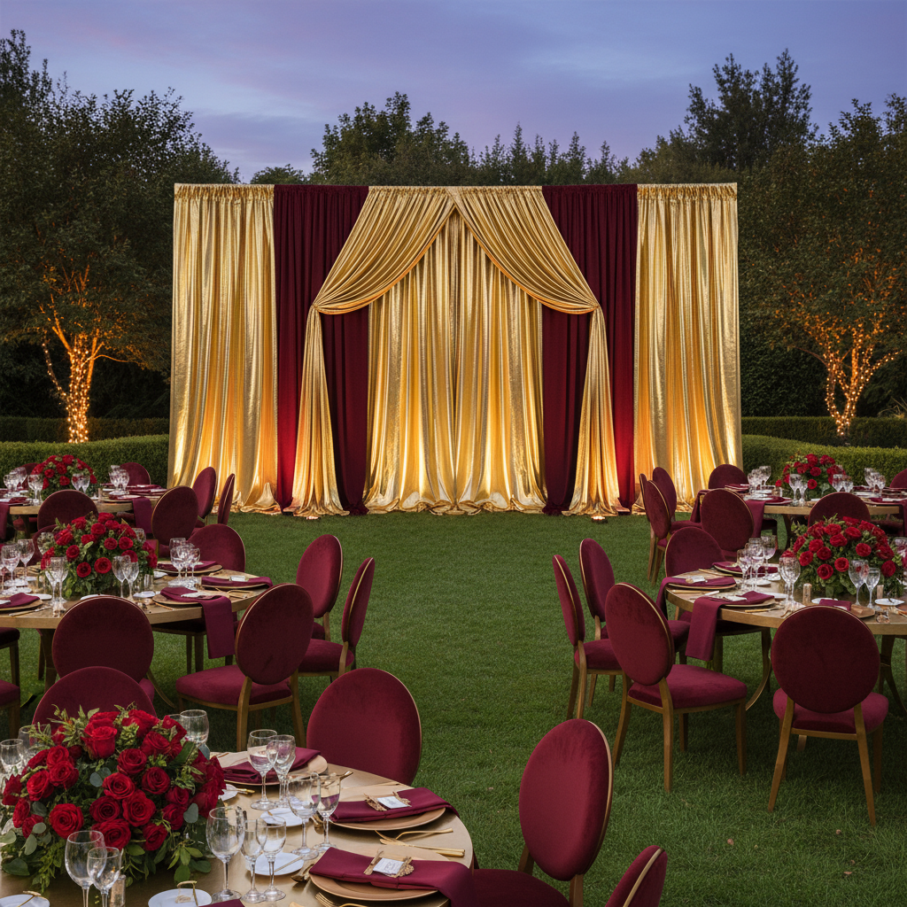 Metallic Gold Spandex Drape Curtain 10ft x 60" Wrinkle-Free Backdrop Panel