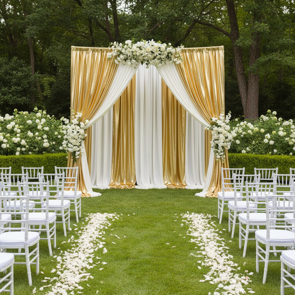 Metallic Gold Spandex Drape Curtain 10ft x 60" Wrinkle-Free Backdrop Panel