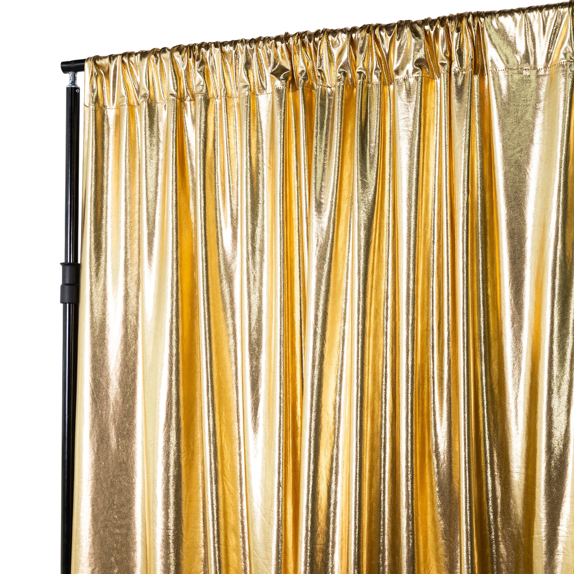 Metallic Gold Spandex Drape Curtain 12ft x 60" Wrinkle-Free Backdrop Panel  corner close up