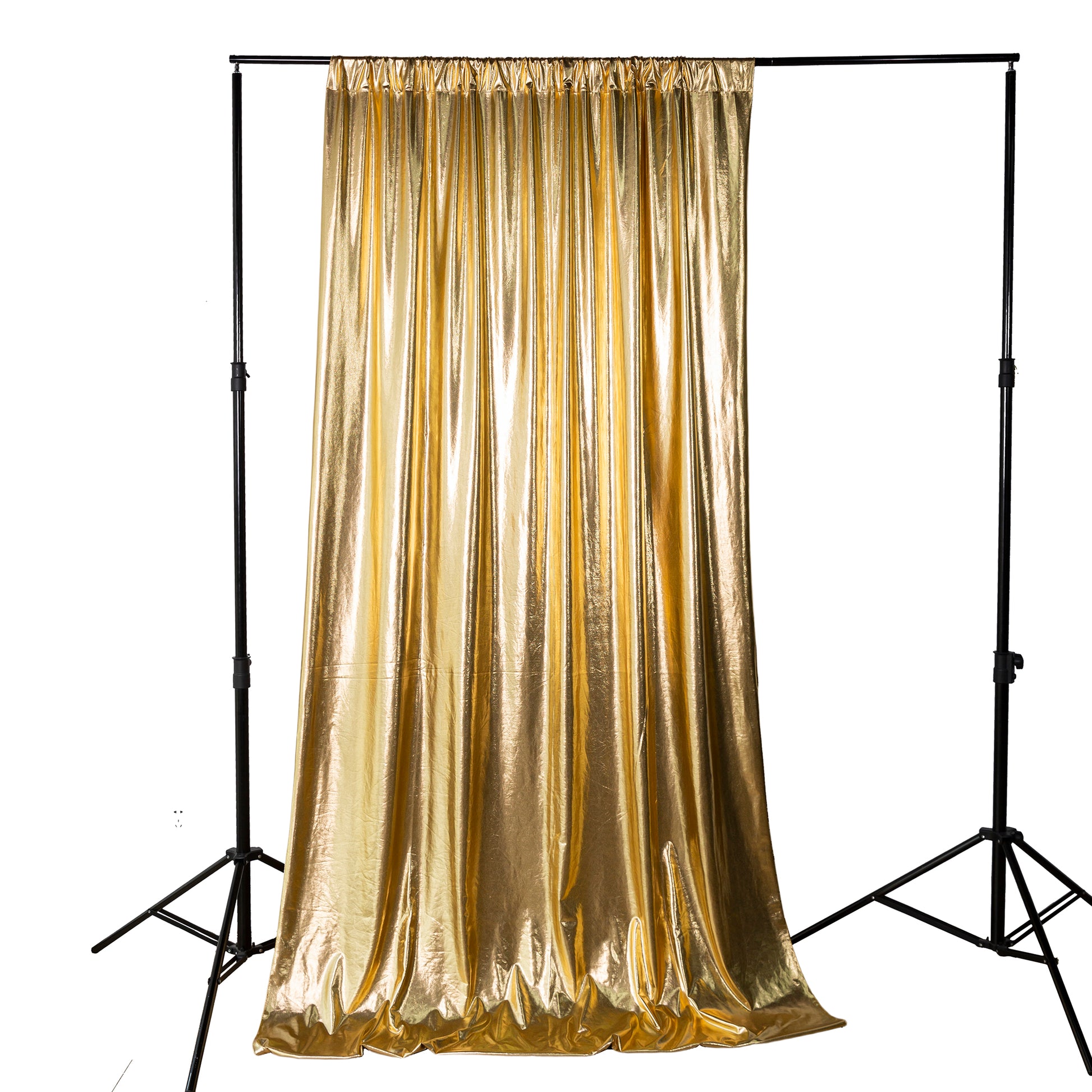 Metallic Gold Spandex Drape Curtain 12ft x 60" Wrinkle-Free Backdrop Panel full view