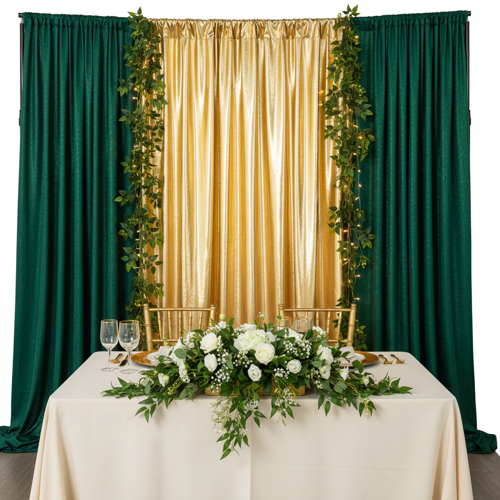 Metallic Gold Spandex Drape Curtain 12ft x 60