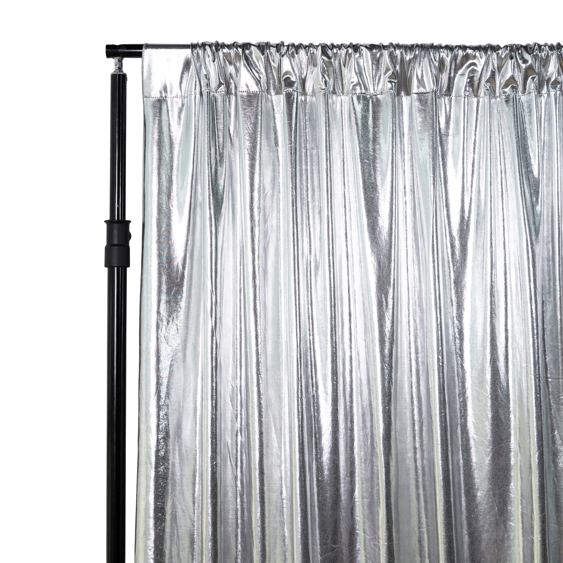 Metallic Silver Spandex Drape Curtain 10ft x 60" Wrinkle-Free Backdrop Panel