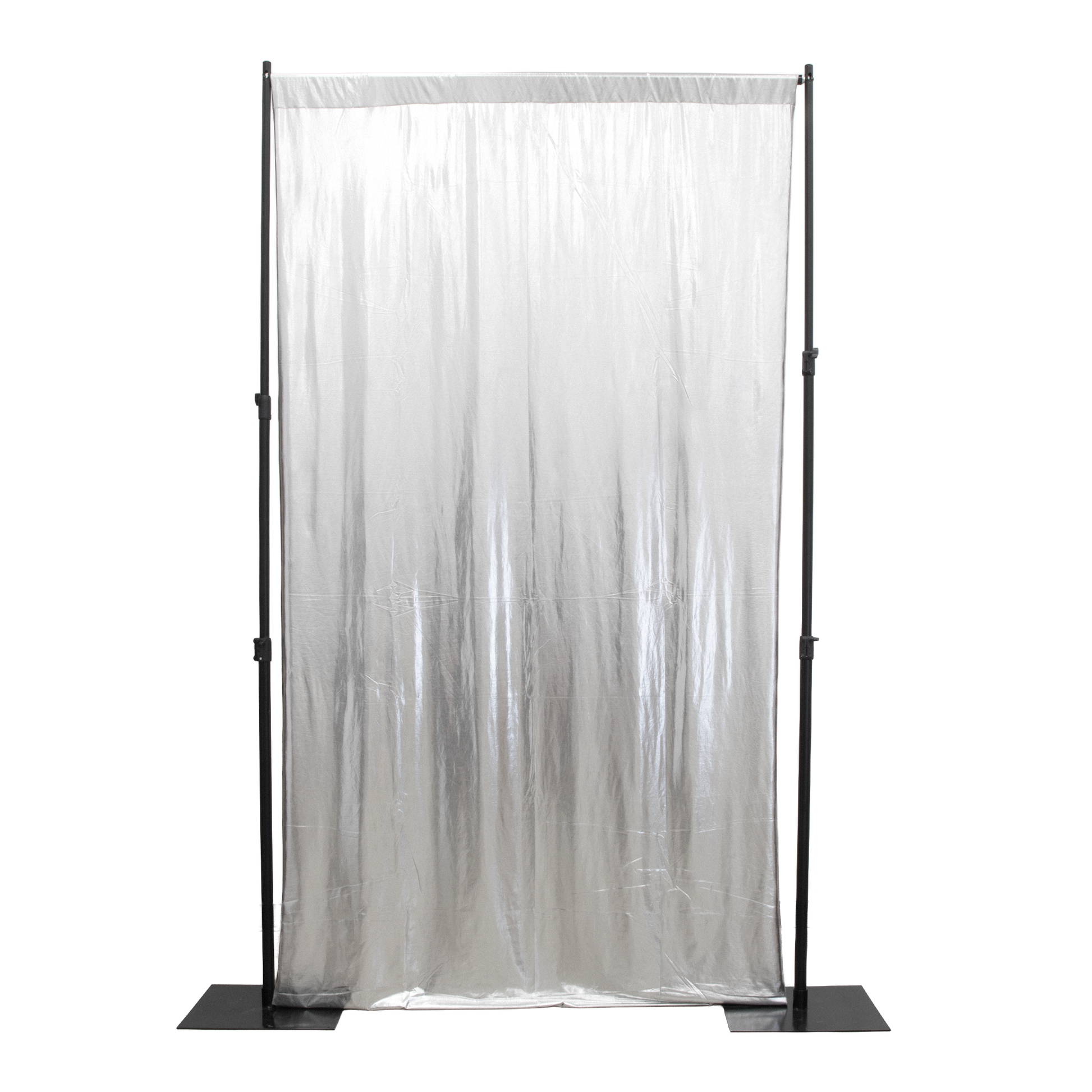 Metallic Silver Spandex Drape Curtain 12ft x 60" Wrinkle-Free Backdrop Panel full view