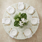 top view setup of Modern Palm Leaves 120" Round Tablecloth