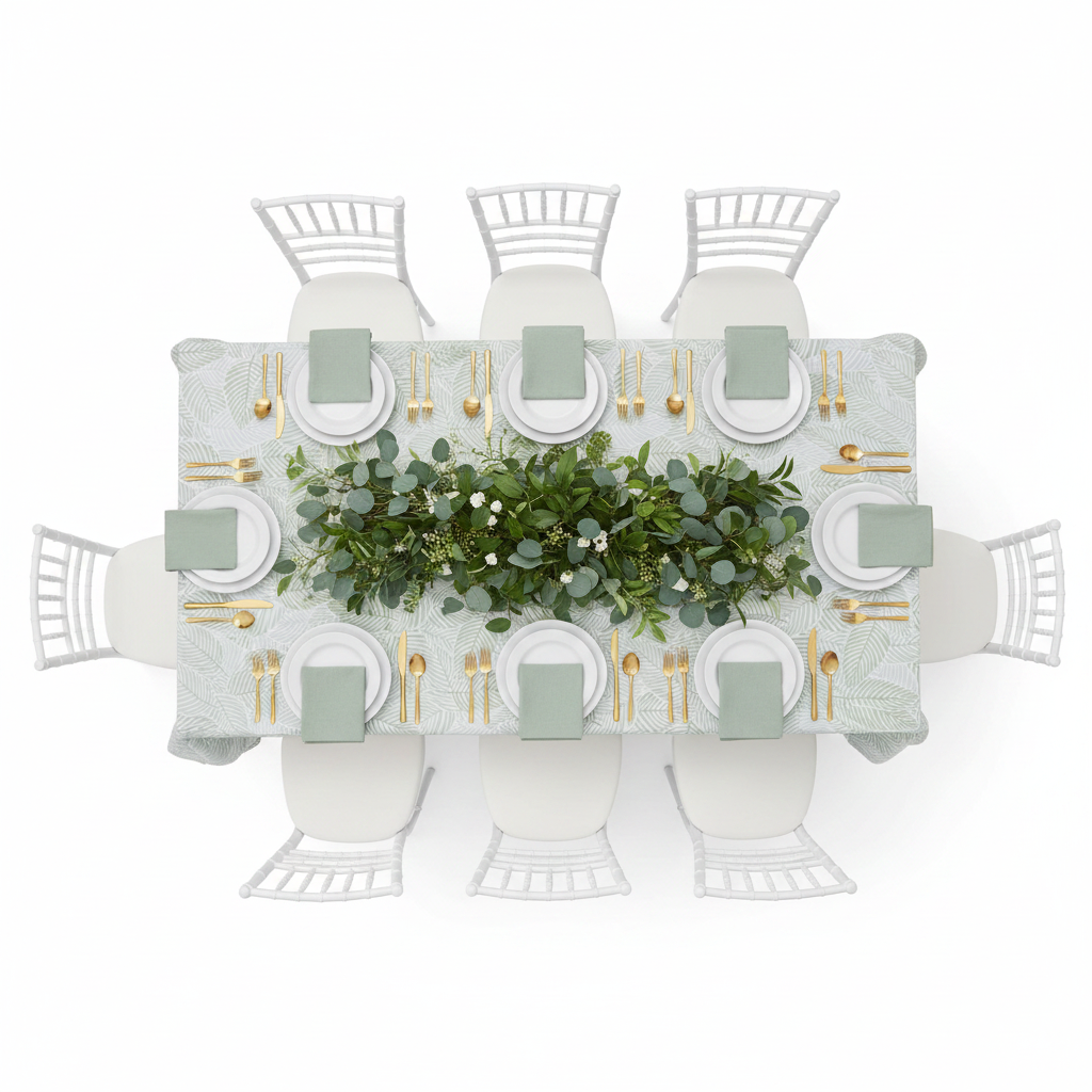 Modern Palm Leaves Rectangular 90"x156" Tablecloth