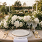 outdoor garden wedding with Monaco Glass Charger Plate - Silver & White