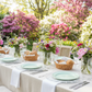 garden brunch setup Monaco Glass Charger Plate - Silver & White