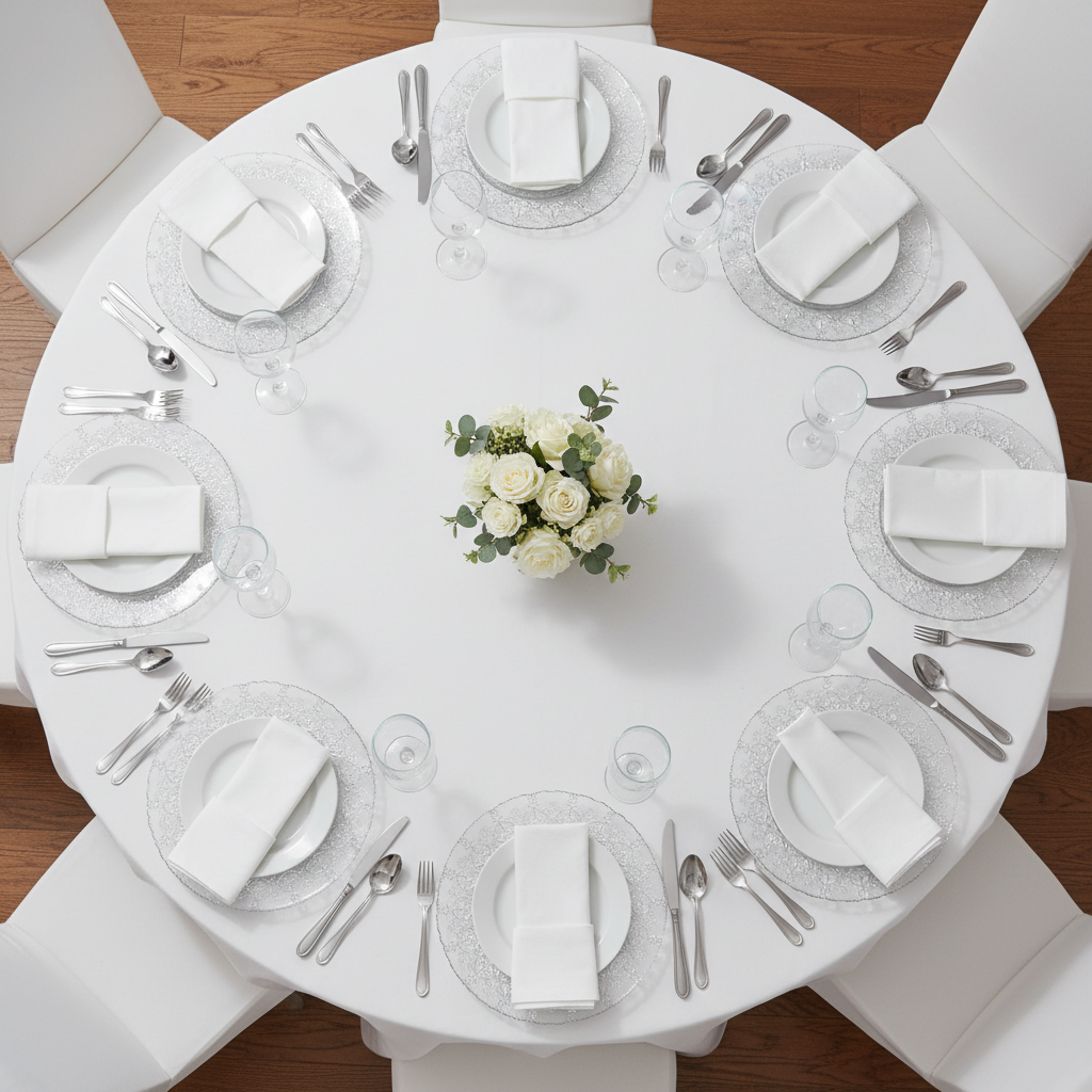 top view of Monaco Glass Charger Plate - Silver & White