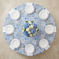 top view setup of Morocco Mediterranean 120" Round Tablecloth