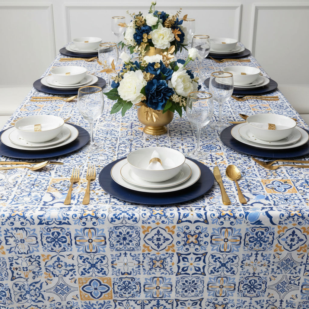 Morocco Mediterranean Rectangular 90"x132" Tablecloth