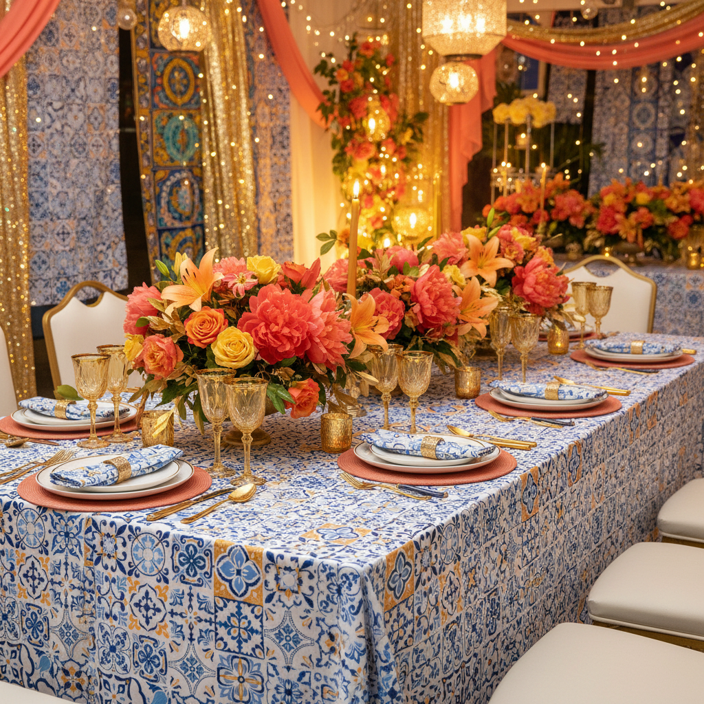 Morocco Mediterranean Rectangular 90"x156" Tablecloth