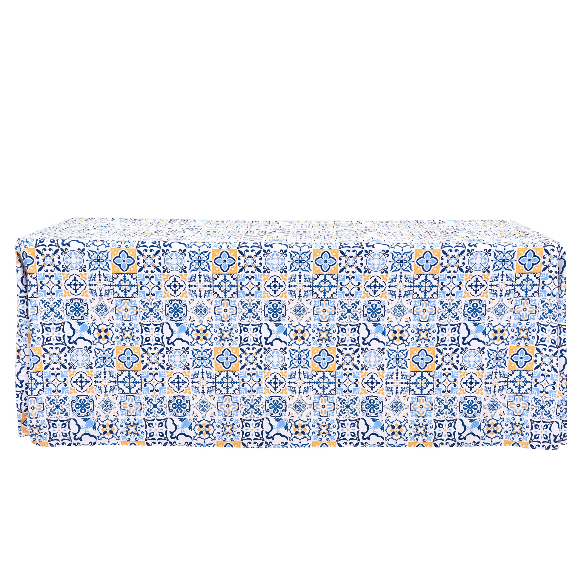 Morocco Mediterranean Print Rectangular Tablecloth 108"x156" front view