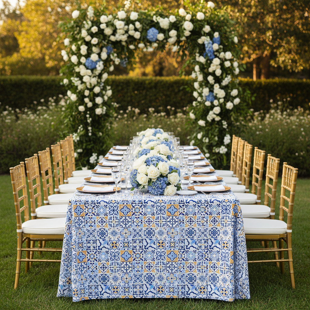 Morocco Mediterranean Print Rectangular Tablecloth 108