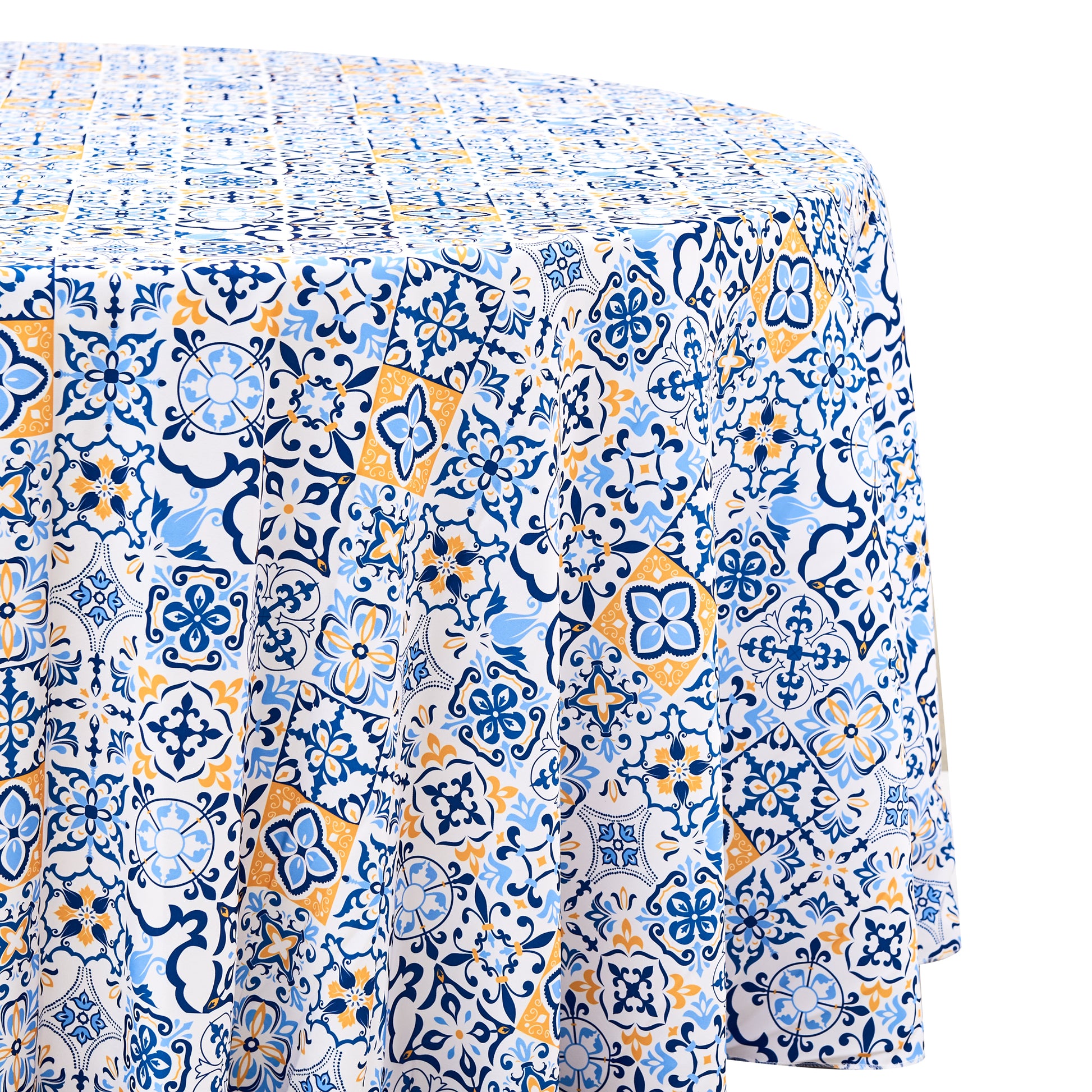 Morocco Mediterranean 120" Round Tablecloth close up