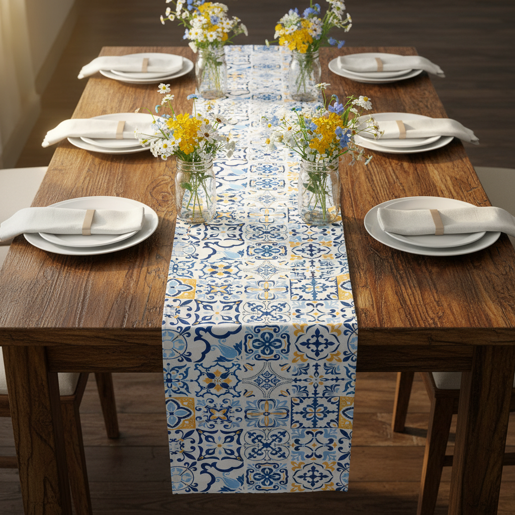 Polyester Table Runner | CV Linens™ - Morocco Mediterranean Table