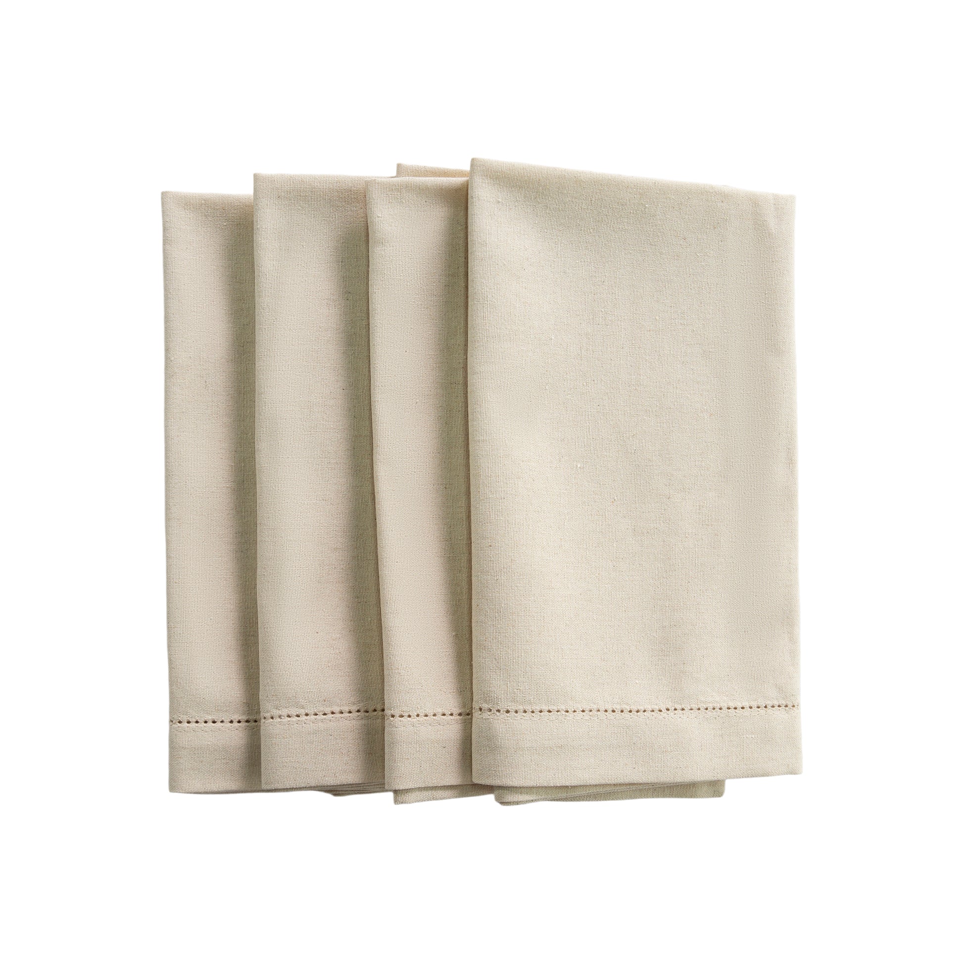 Natural Hemstitch Linen Napkins folded bundle