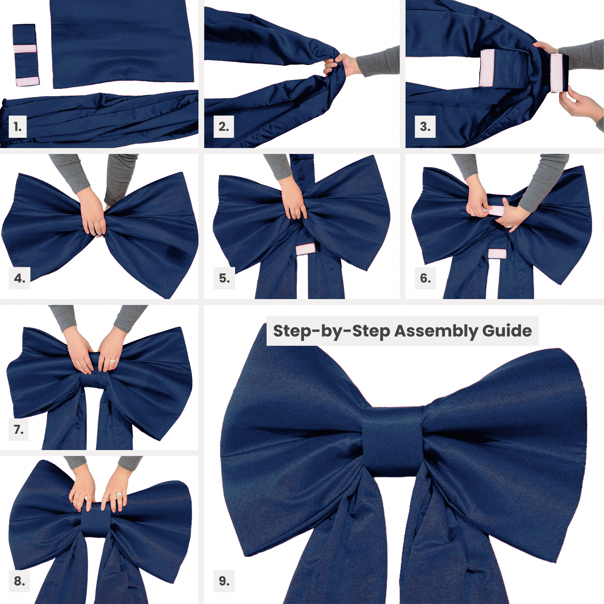 Giant Fabric Bow for Backdrop Navy Blue assembly steps
