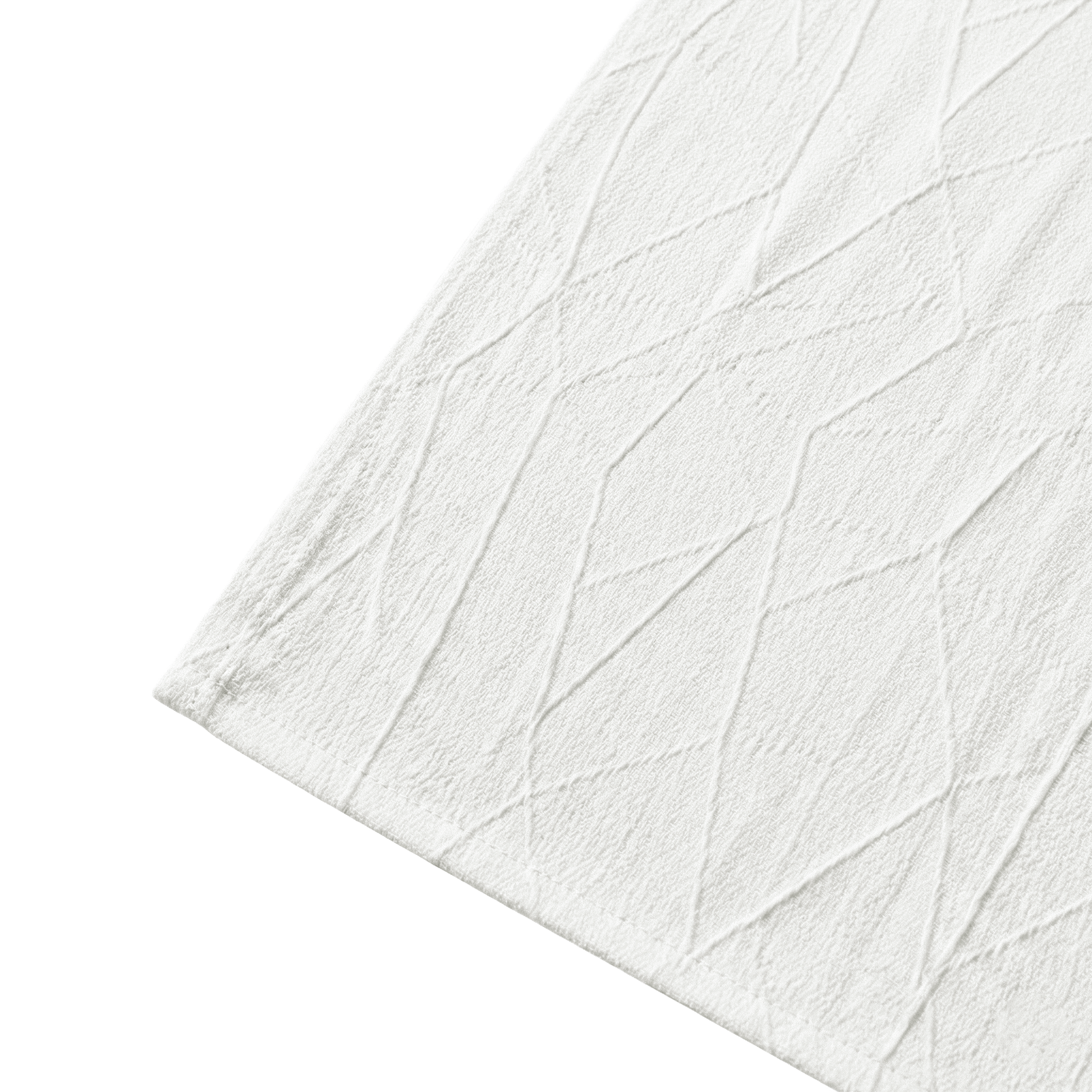 Embossed Geometric Jacquard Table Runner Light Ivory/Off White hemmed finish close up
