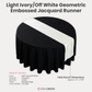 Embossed Geometric Jacquard Table Runner Light Ivory/Off White infographic showing product details
