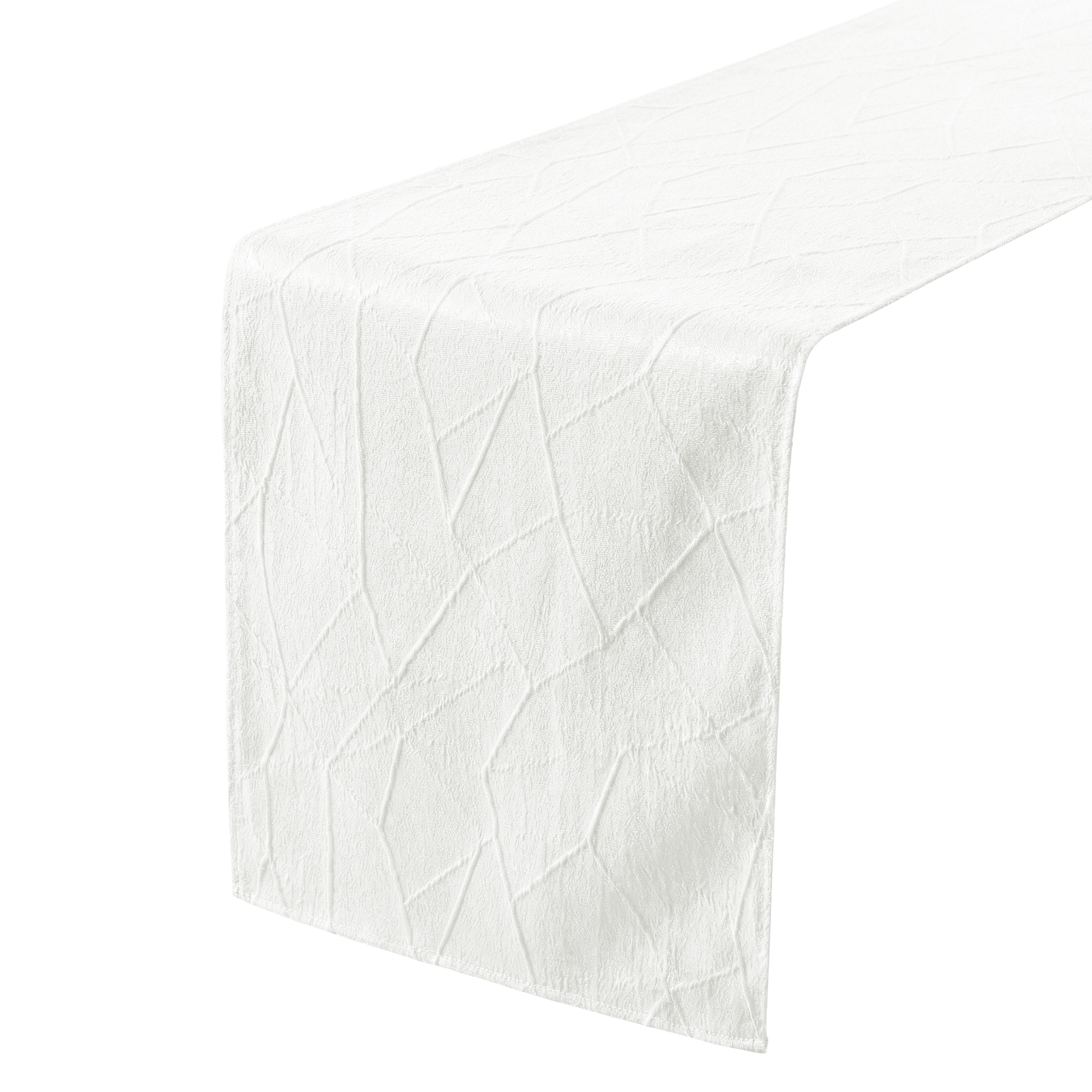 Embossed Geometric Jacquard Table Runner - Light Ivory/Off White
