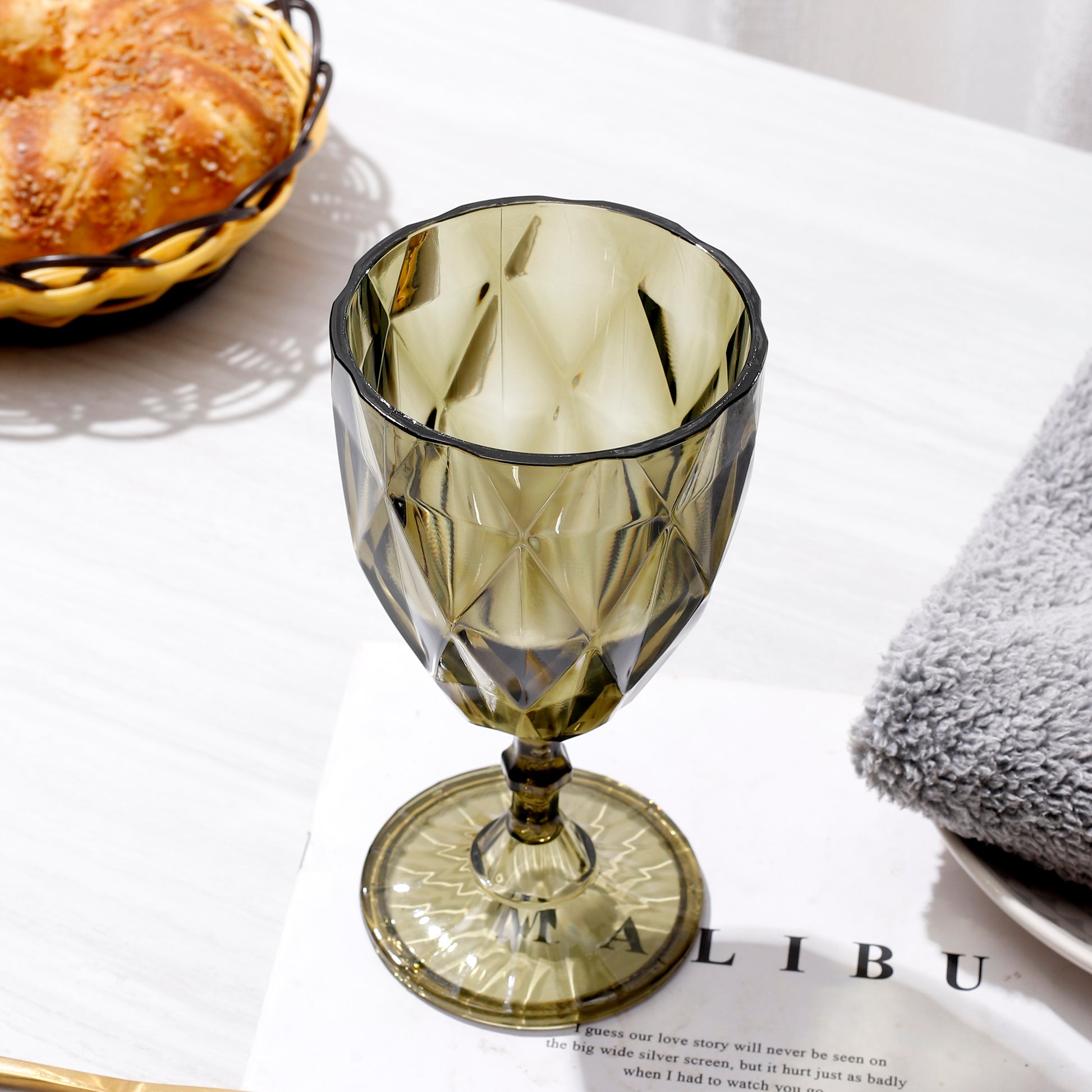 Olive Green Vintage Acrylic Goblets (6 pcs/pk)
