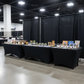 trade show booth with Open Back Stretch Spandex Table Cover 6 FT Rectangular - Black