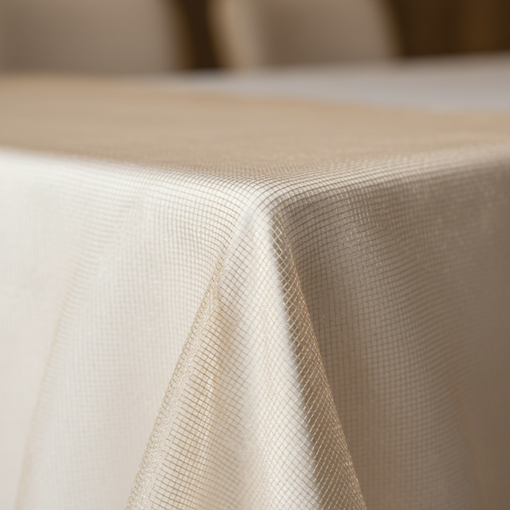Organza 90"x90" Square Table Overlay - Champagne close up detail