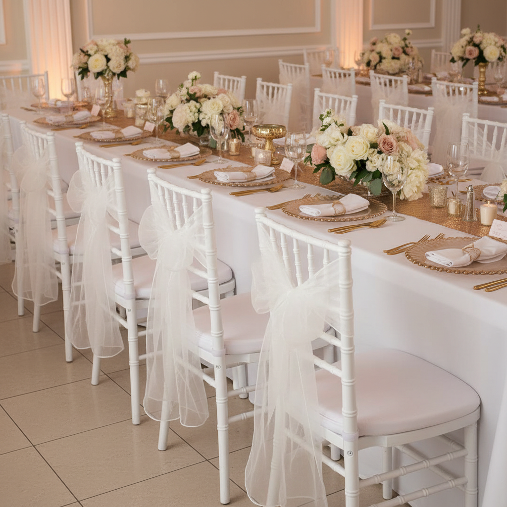 Organza Chair Sash - Ivory