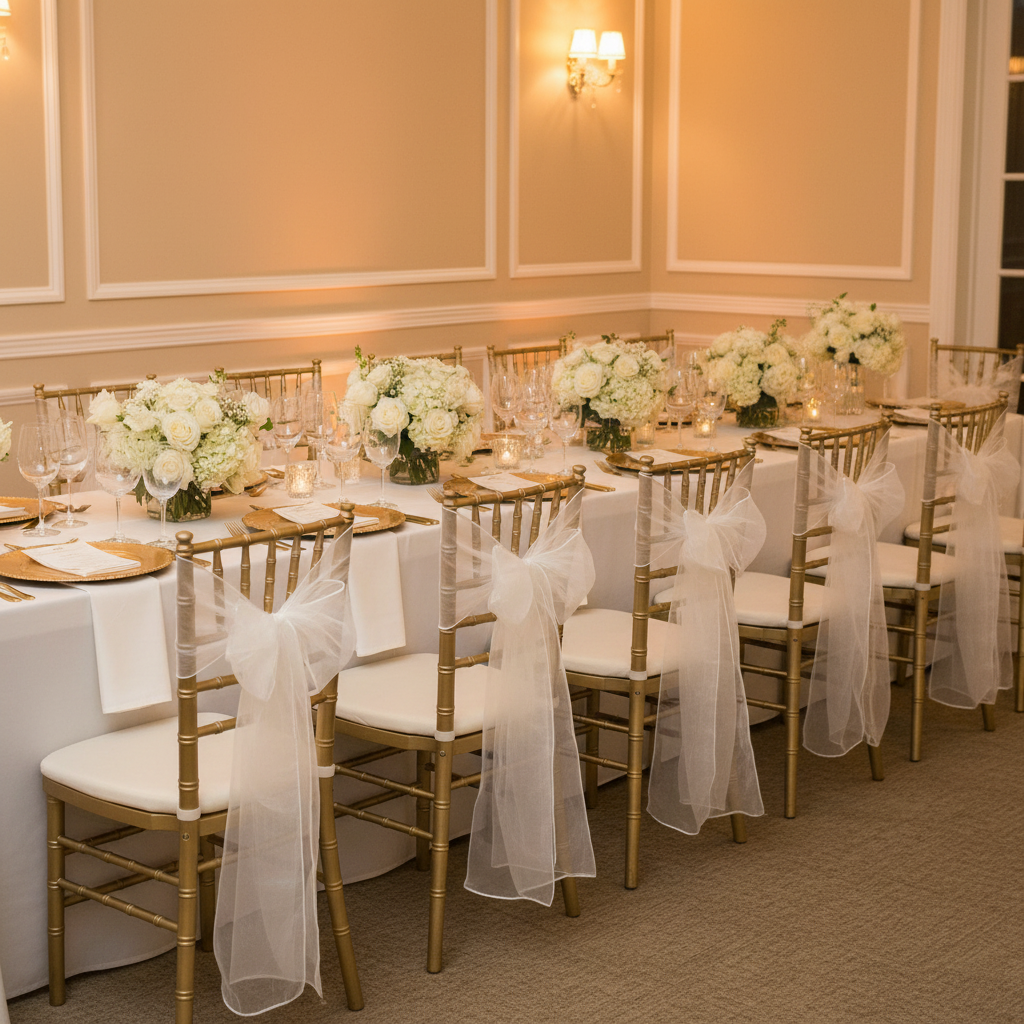 Organza Chair Sash - Ivory