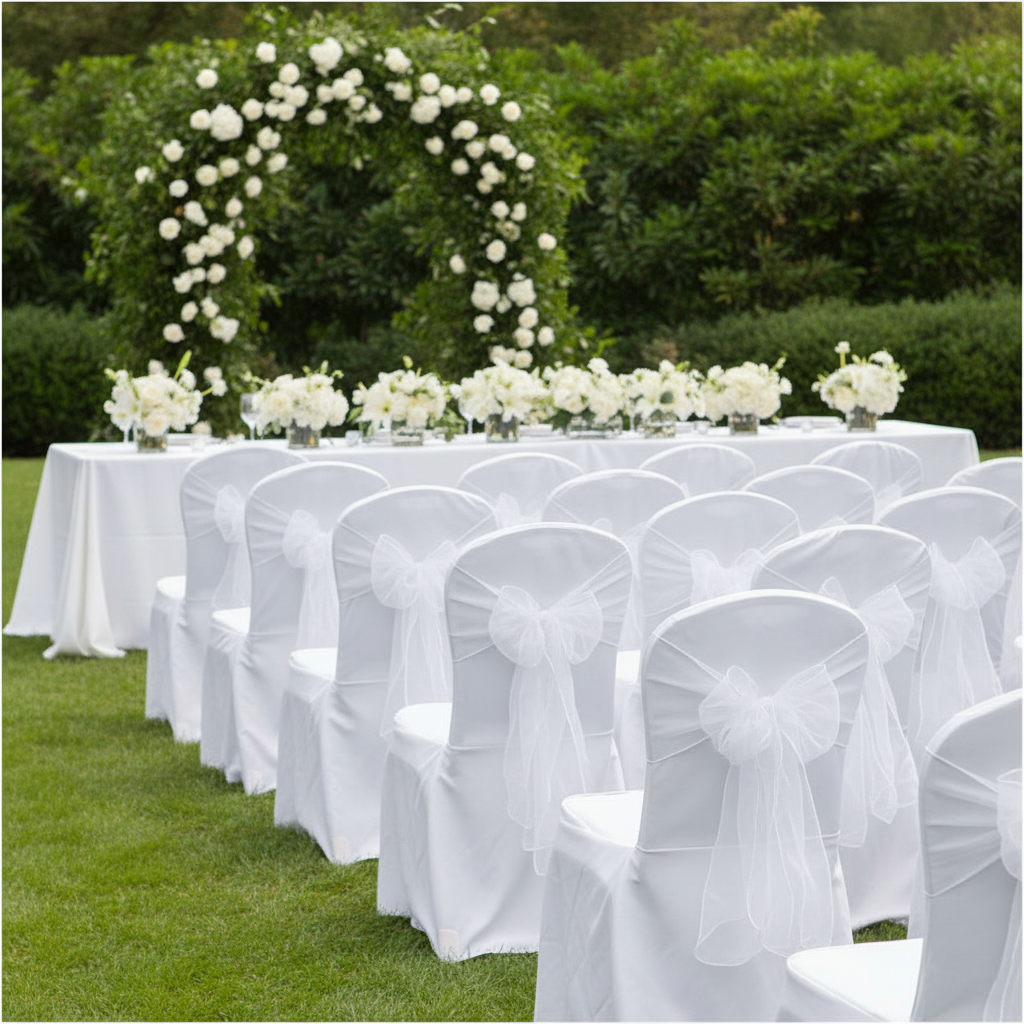 Organza Chair Sash - White