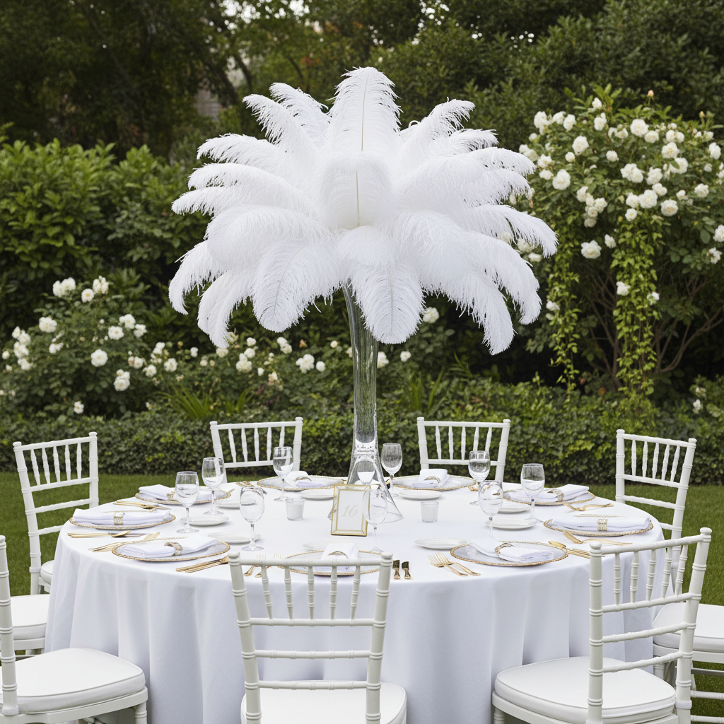 Ostrich Feathers 14"-16" (10 pcs) - White