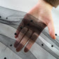 Pearl Tulle Fabric Black close up