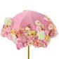birdseye view of the Pink Artificial Floral on Spandex Cover for Umbrella Centerpiece Stand