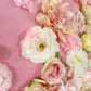 Pink Artificial Floral on Spandex Cover for Umbrella Centerpiece Stand floral details