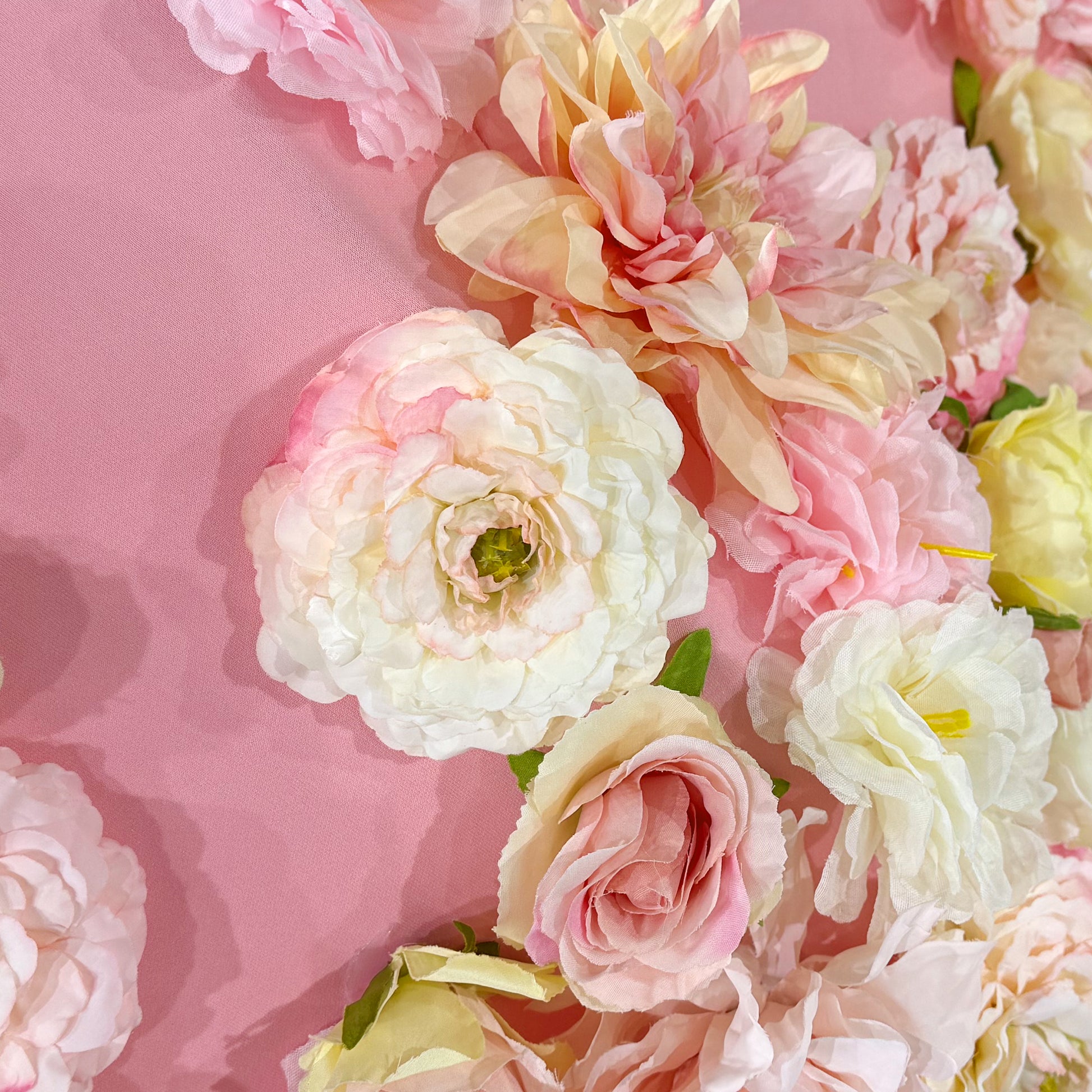 Pink Artificial Floral on Spandex Cover for Umbrella Centerpiece Stand floral details